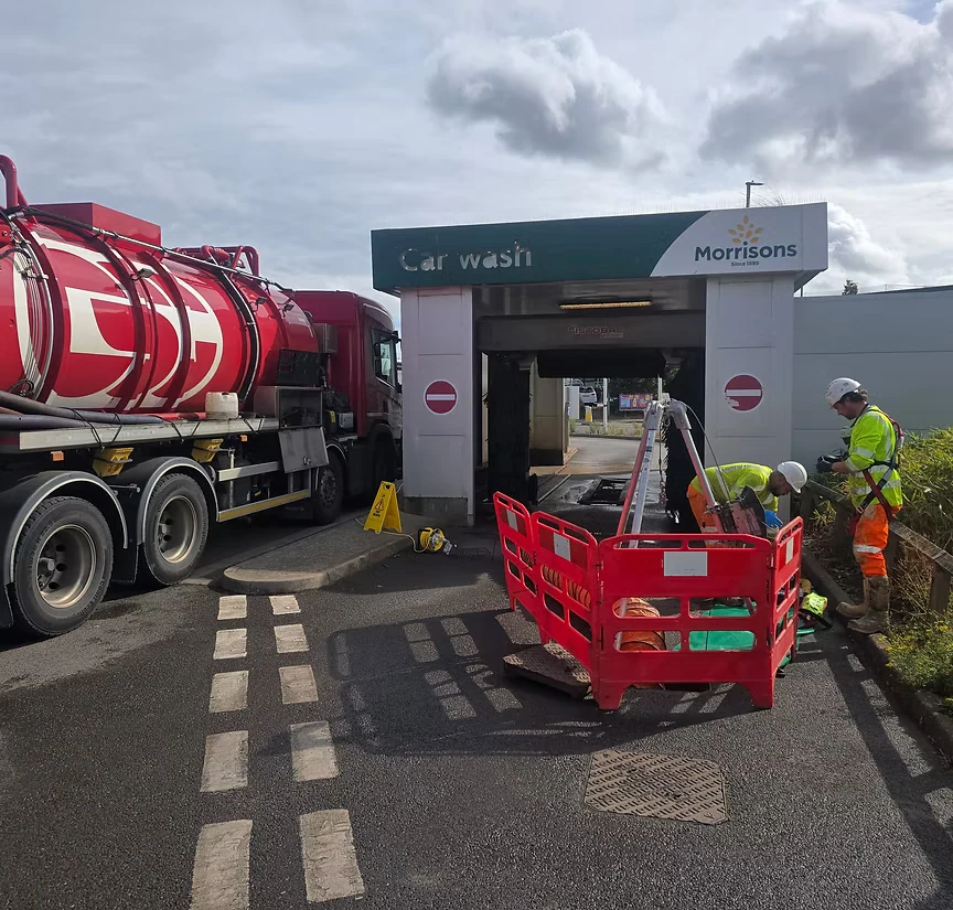 Emergency Car Wash Separation Tank Repair in Minehead — Flux Sewer case study